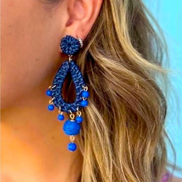 Lilly Pulitzer Jewelry - LILLY PULITZER Blue Raffia Earrings